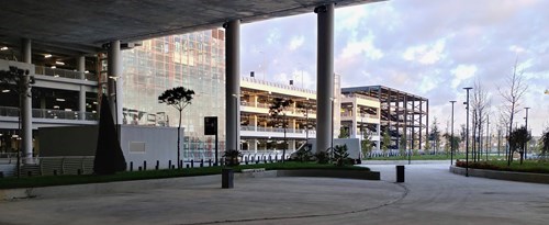 Exterior of a multi-storey parking garage